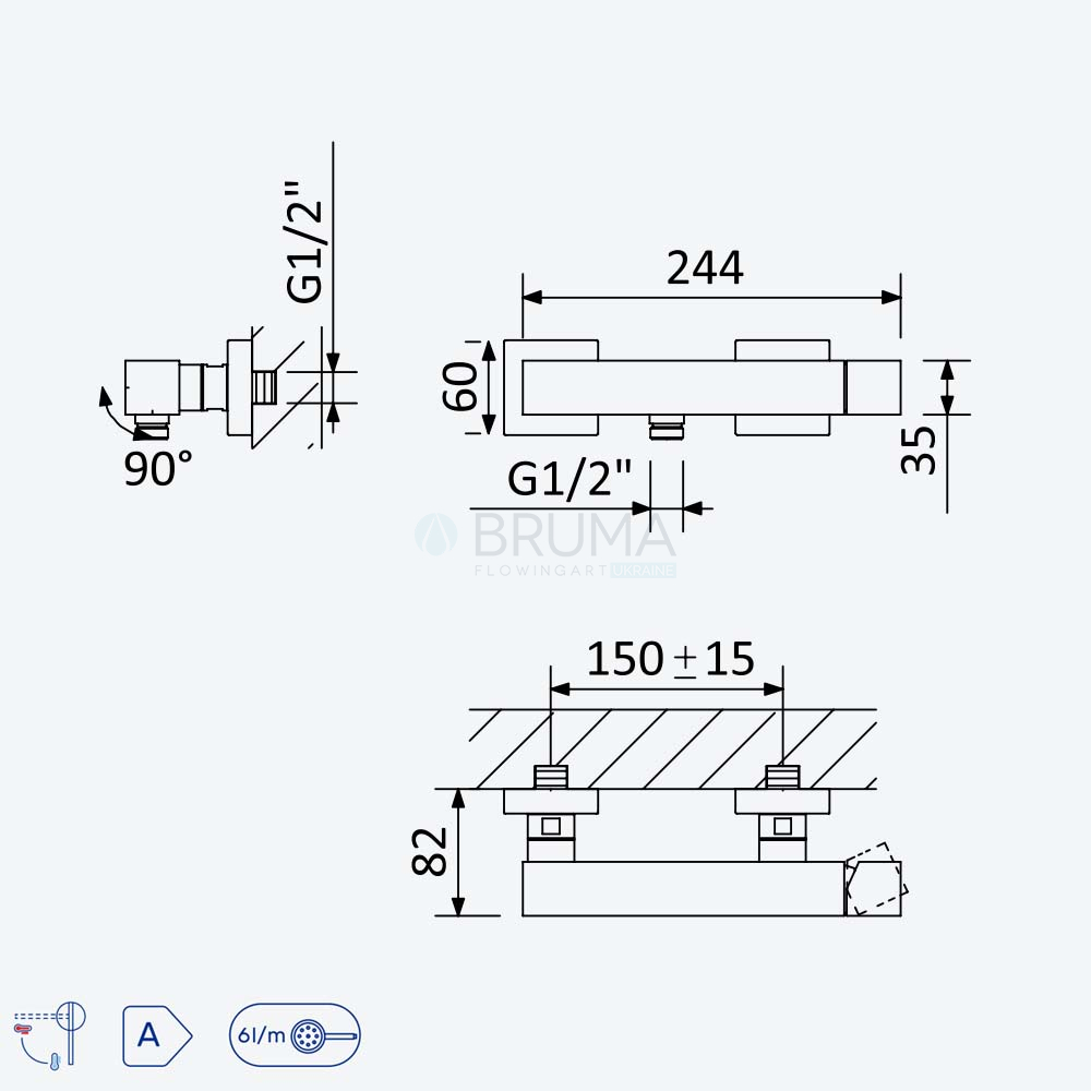 Змішувач для душу Escudo 102 040 2CR Cromado