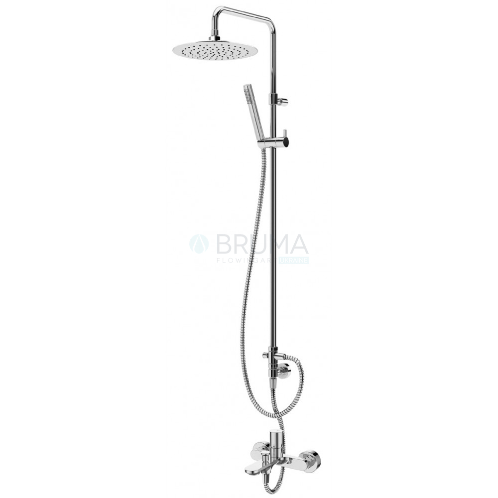 Душевая система с наливом на ванну, и верхней лейкой из ABS Ø230 мм Adagio 193 260 1PW Pure White
