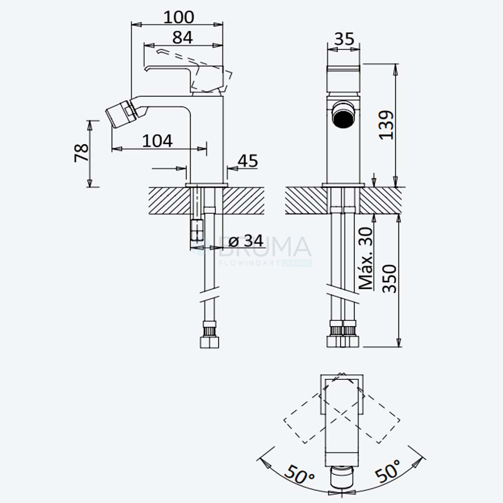Змішувач для біде з відтискним механізмом push-open 1 1/4'' - Quadra Linea 182 024 1PW Pure White