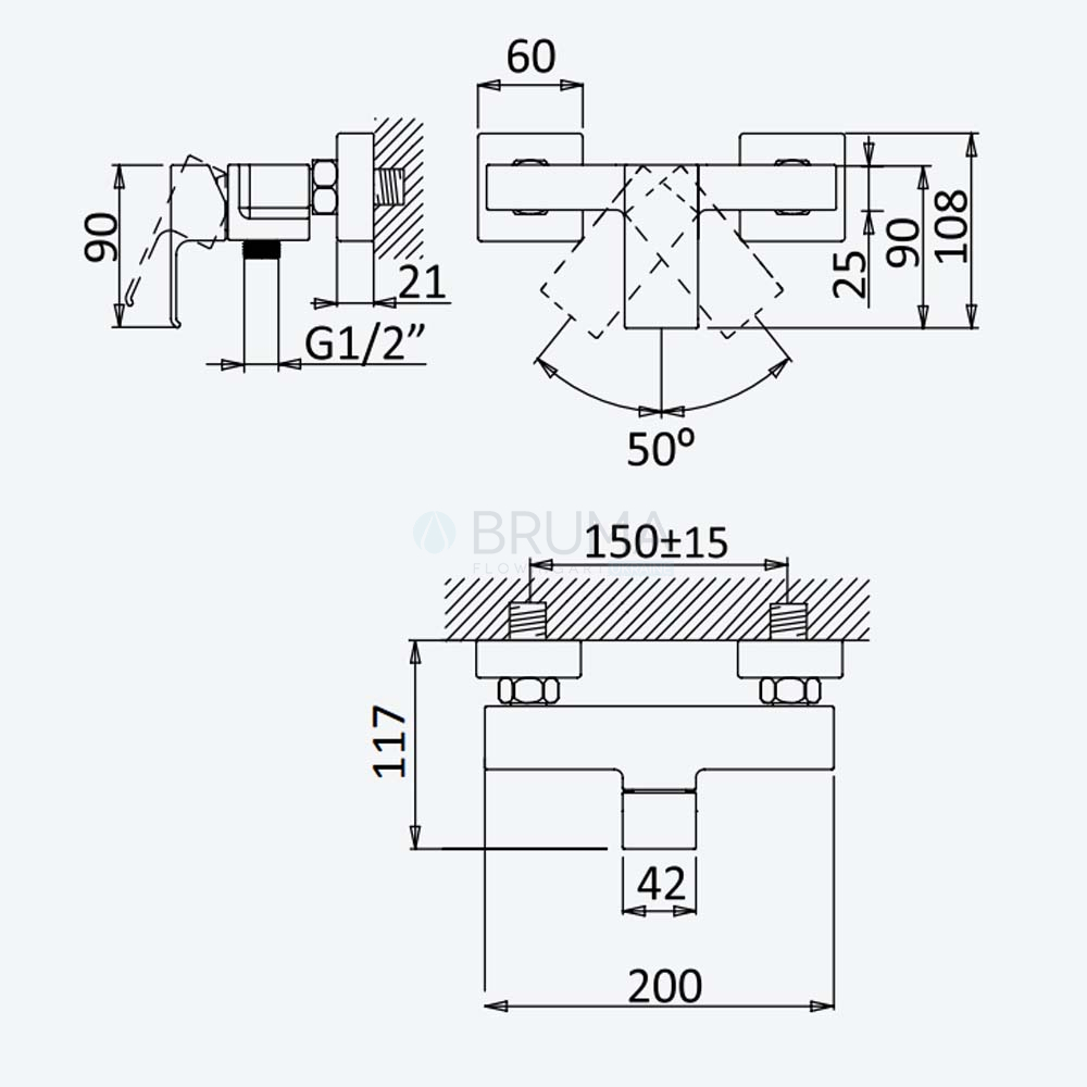 Змішувач для душу Linea 182 040 1CR Cromado