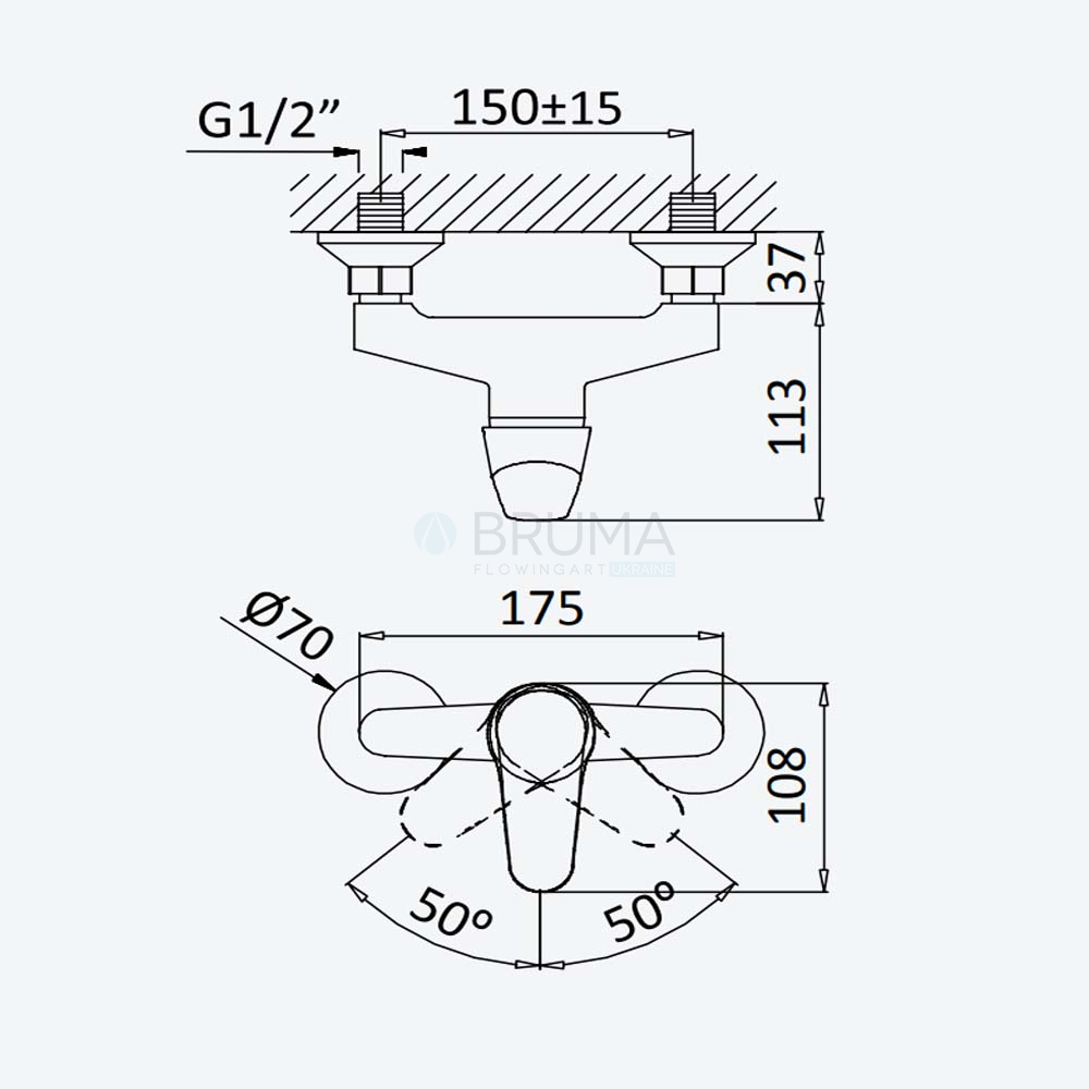 Змішувач для душу Mustang 116 040 1CR Cromado