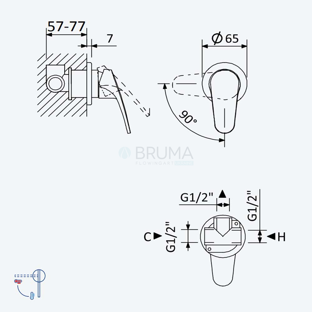 Змішувач прихованого монтажу з 1 виходом Mustang 116 125 1CR Cromado