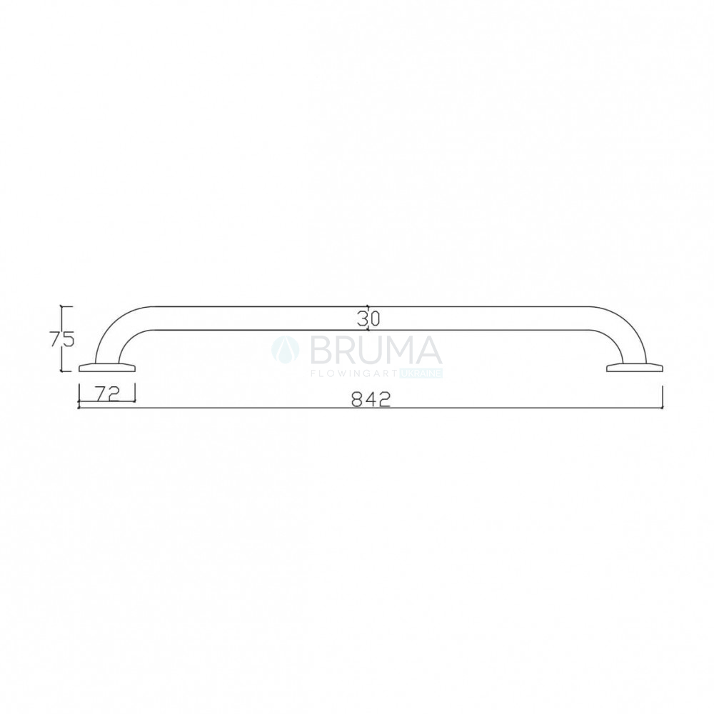 Поручень прямий - 800мм 152 001 1IS Satin stainless steel
