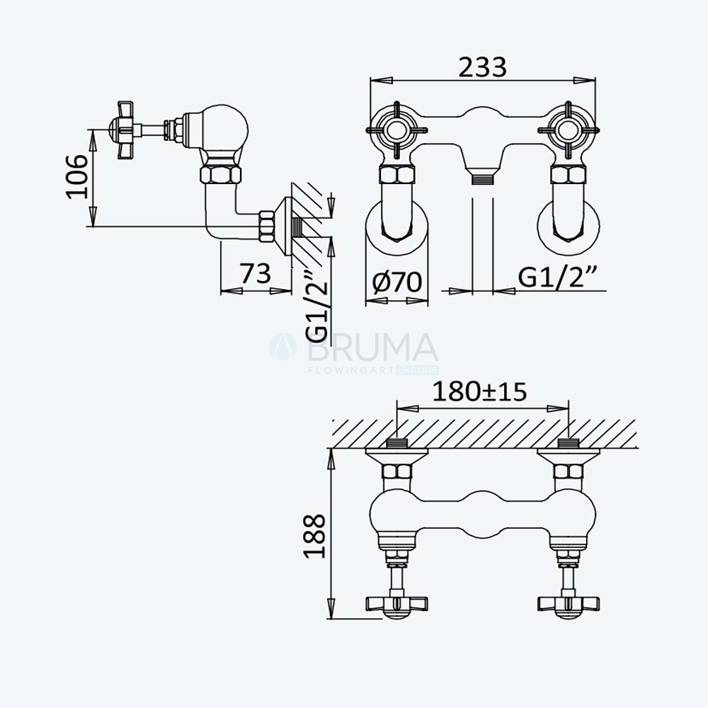 Смеситель для душа Imperial 117 040 0LE Old Brass