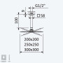 Душова лійка зі сталі 200x200 мм, з стельовим тримачем Quadra 100 мм - Quadra 145 533 6CR Cromado