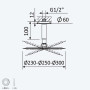 Душова лійка зі сталі, Ø250 мм з стельовим тримачем Elo 100 мм - EloR 145 534 6SS Sunset