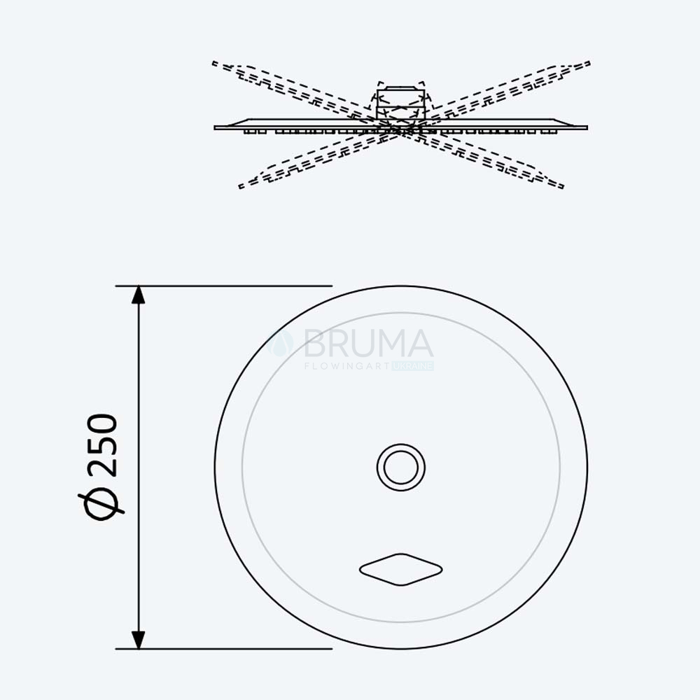 Душова лійка з нержавіючої сталі Ø250 мм - X-alpha 145 519 5IS Satin stainless steel