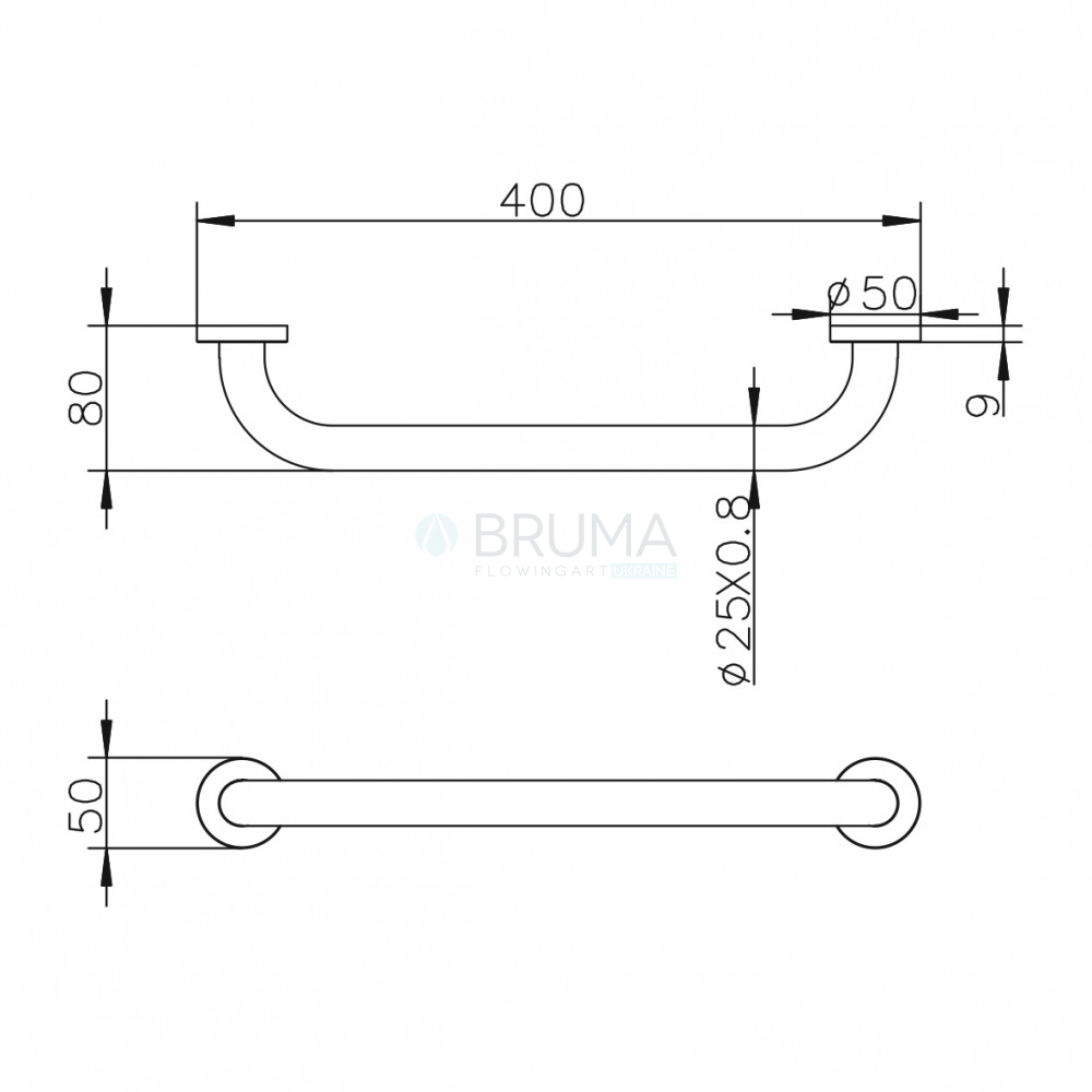 Поручень для ванни - 400 мм Maris 149 003 0CR Cromado