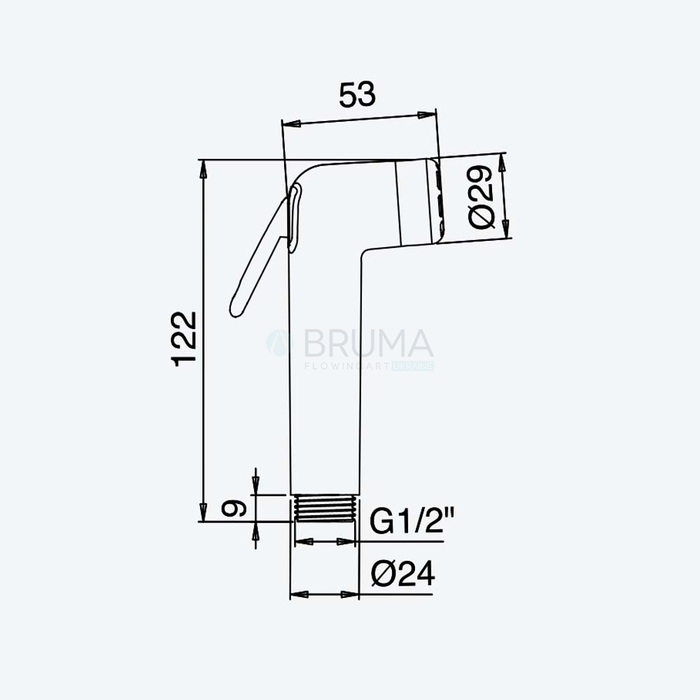 Ручна лійка з кнопкою, з ABS - Elo 145 582 6CR Cromado