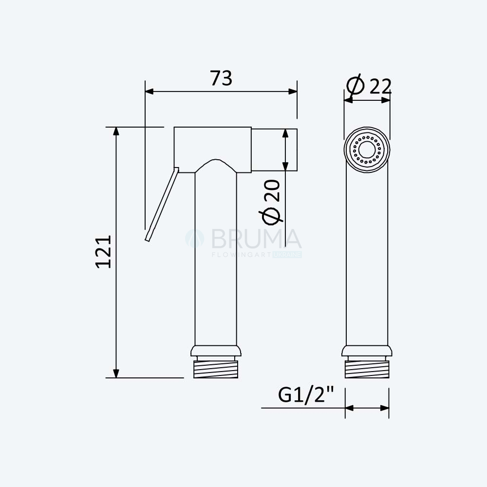 Ручна лійка з кнопкою, з нержавіючої сталі 145 582 9IS Satin Stainless Steel