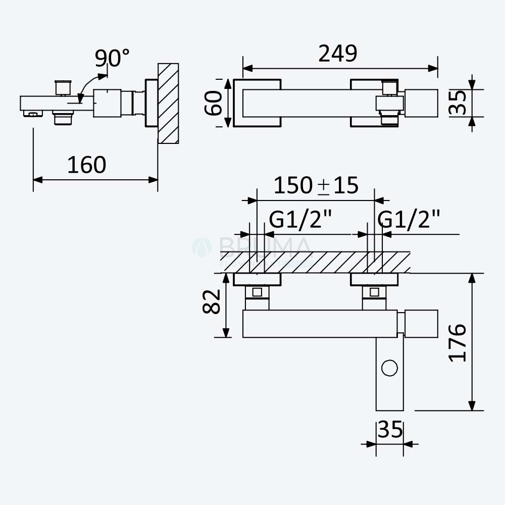 Змішувач для ванни  Adamastor 301 030 2CR Cromado / Chrome