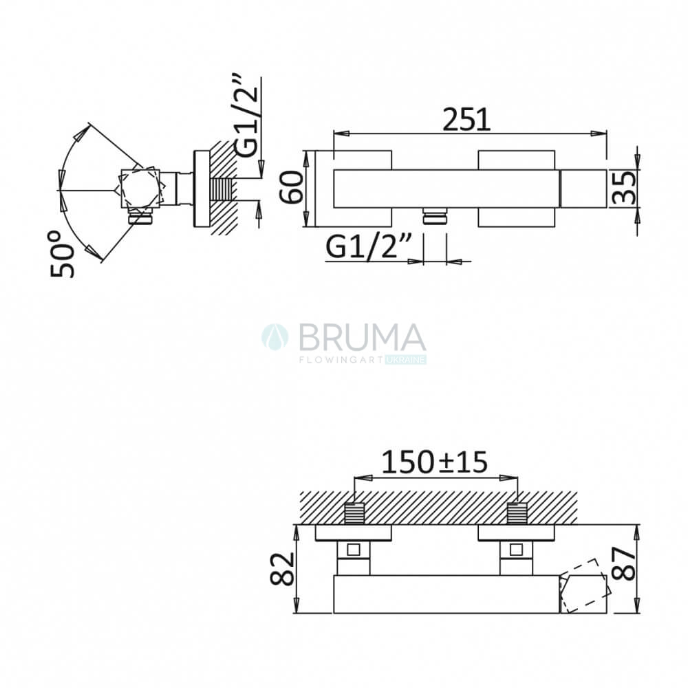 Змішувач для душу Adamastor 301 040 2CR Cromado / Chrome