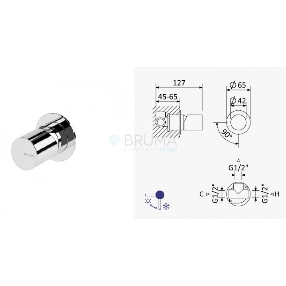 Смеситель скрытого монтажа с 1 выходом Avalon 189 120 1PW Pure White