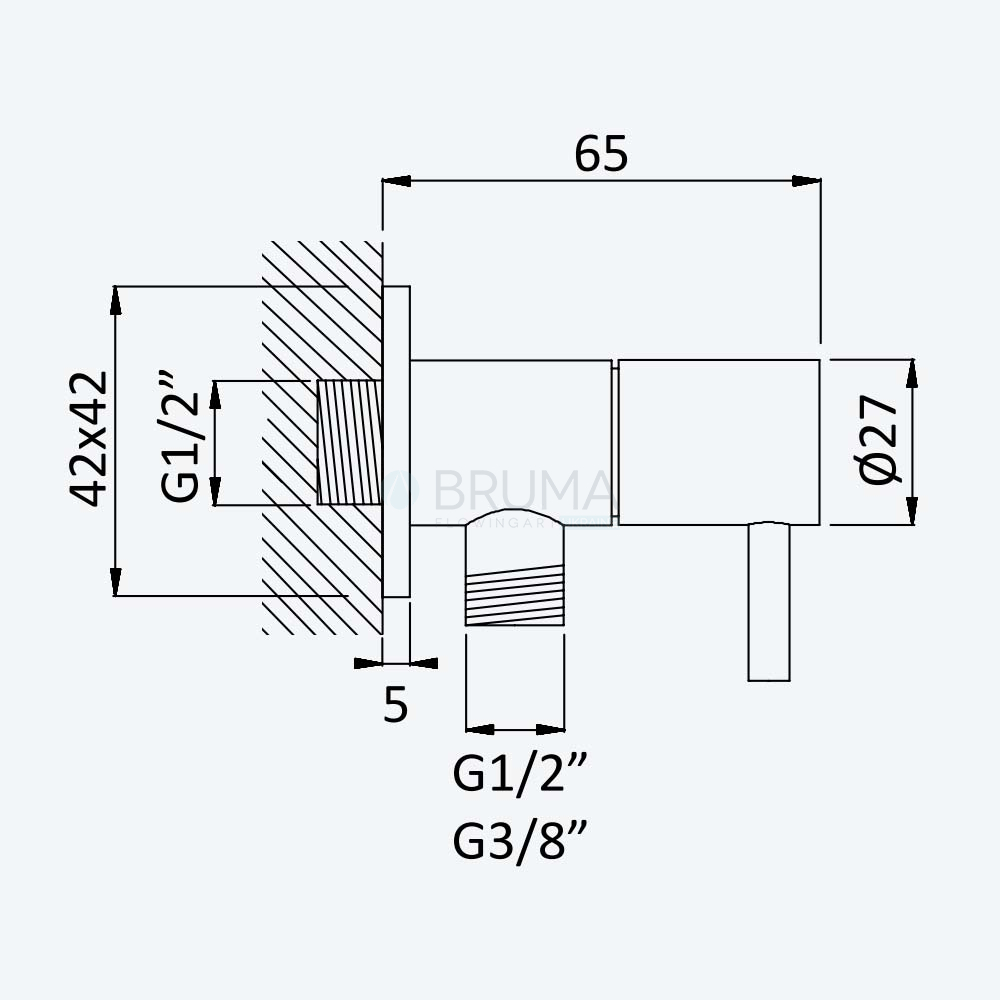 Кутовий кран з підключенням 3/8" - EloQ 125 280 2CR Cromado