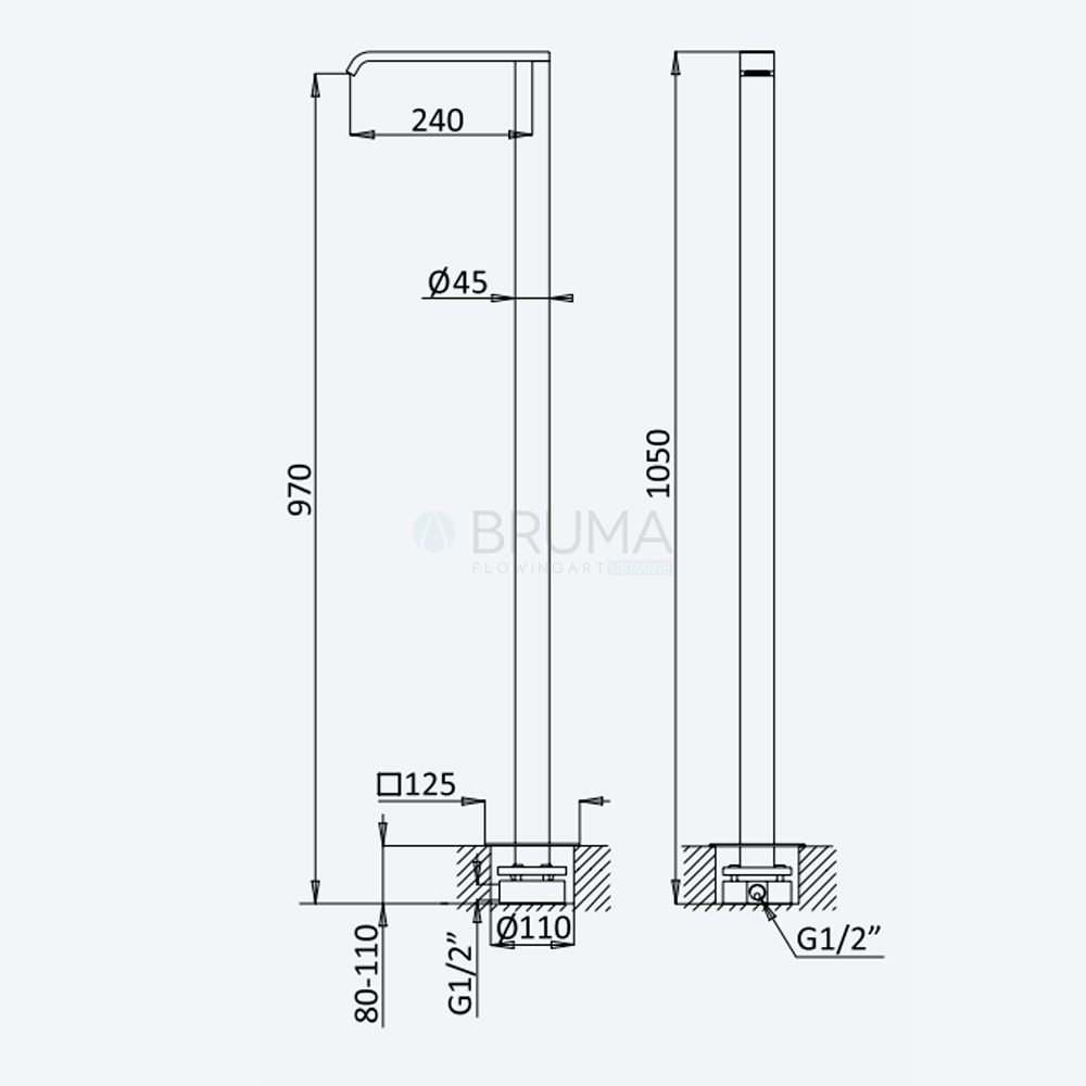 Налив для умивальника, підлоговий - EdgeQ Breeze 145 650 3PW Pure White