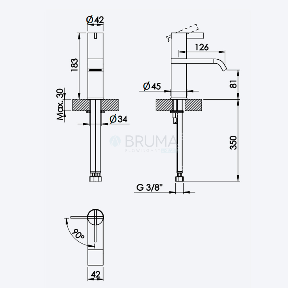 Змішувач для біде з відтискним механізмом push-open 1 1/4'' - Elo Breeze 1681002CR Cromado / Chrome