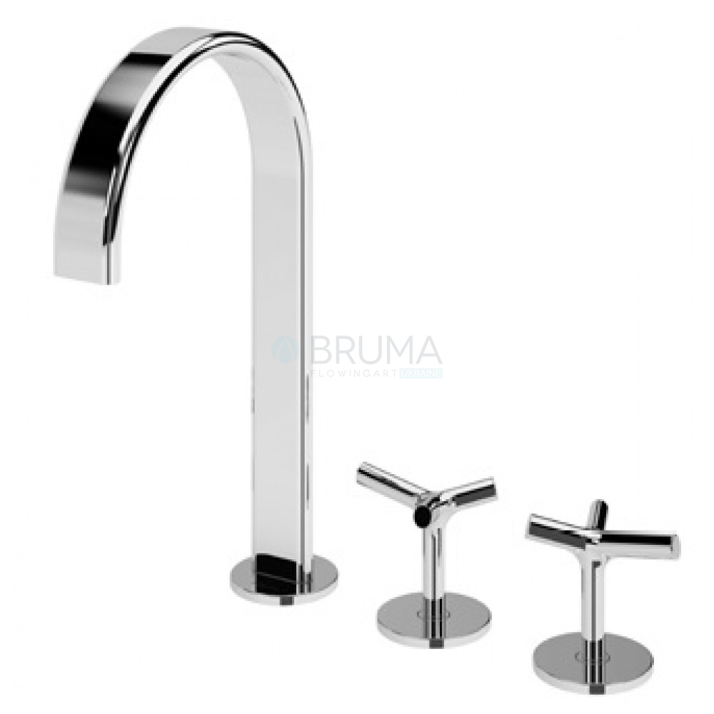 Смеситель для раковины на 3 отверстия, настольный тип излива 2 Genesi 191 260 1CR Cromado / Chrome
