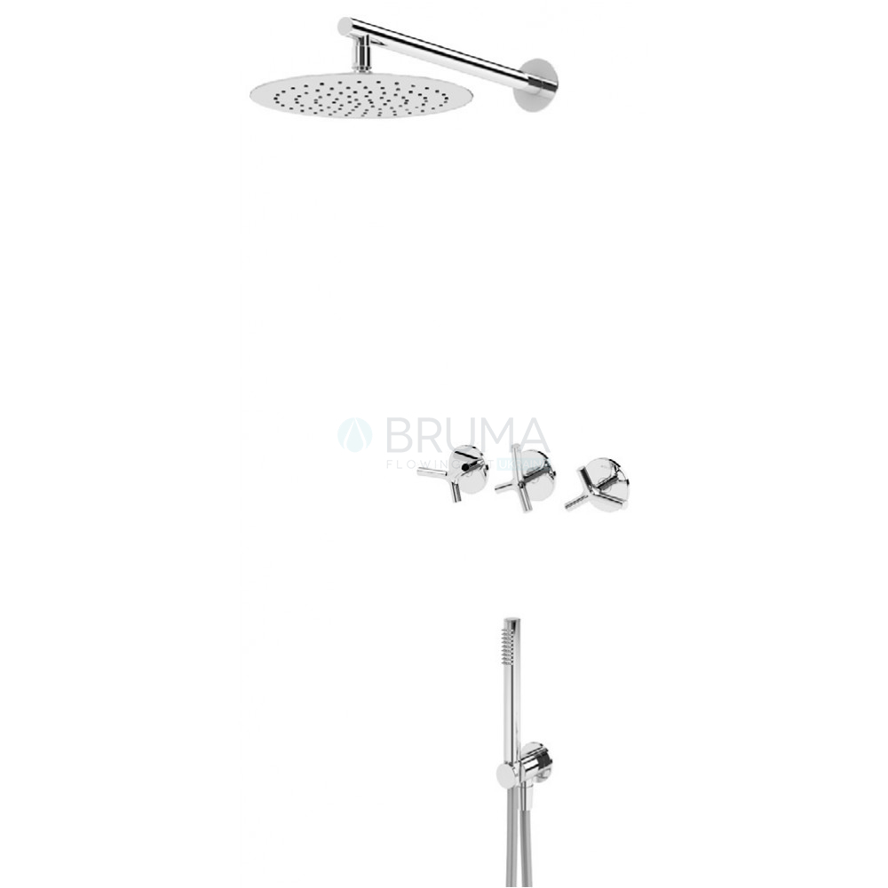 Душовий набір прихованого монтажу, з душовою лійкою Ø250 мм з нержавіючої сталі зі стельовьовим кріпленням 100 мм Genesi 191 310 4NS Night Sky