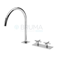 Змішувач для умивальника на 2 отвори, настільний Hera 106 230 0GR Grafite