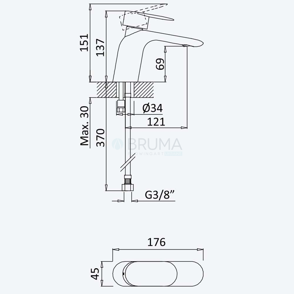 Змішувач для умивальника Spring 112 010 0CR Cromado / Chrome