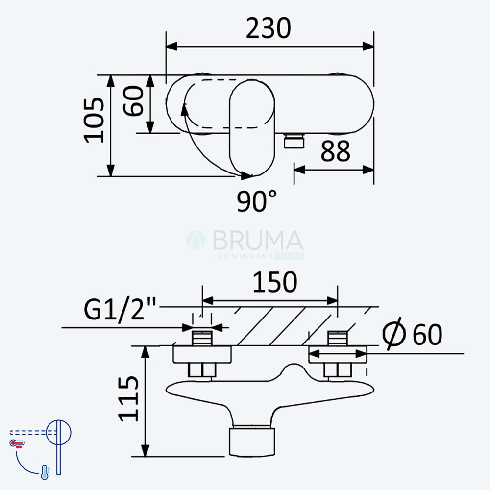 Змішувач для душу Spring 112 040 0CR Cromado / Chrome