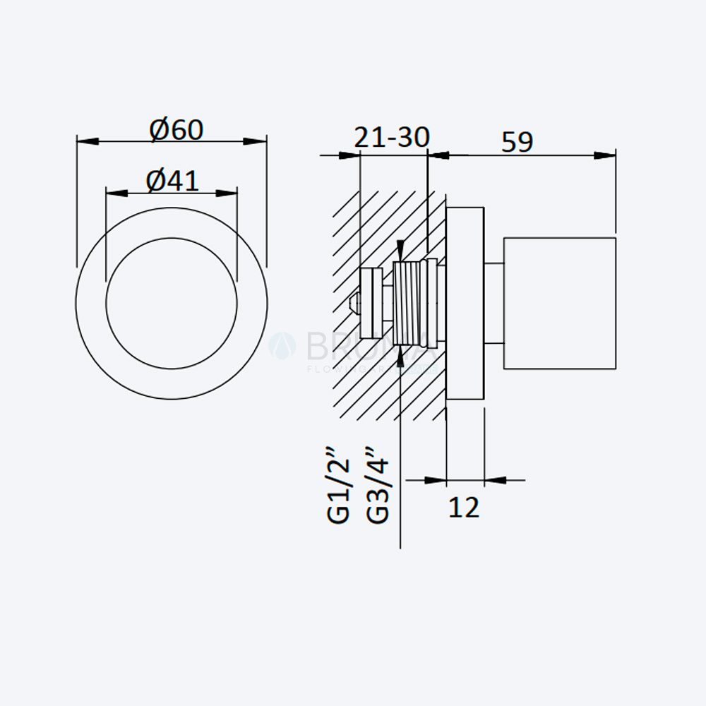 Запірний вентиль 1/2" - EliteR 180 590 3CR Cromado / Chrome