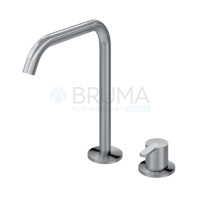 Змішувач для умивальника на 2 отвори, настільний X-Alpha 186 000 6IS Satin stainless steel