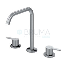 Змішувач для умивальника на 3 отвори, настільний X-Alpha 186 000 8IS Satin stainless steel