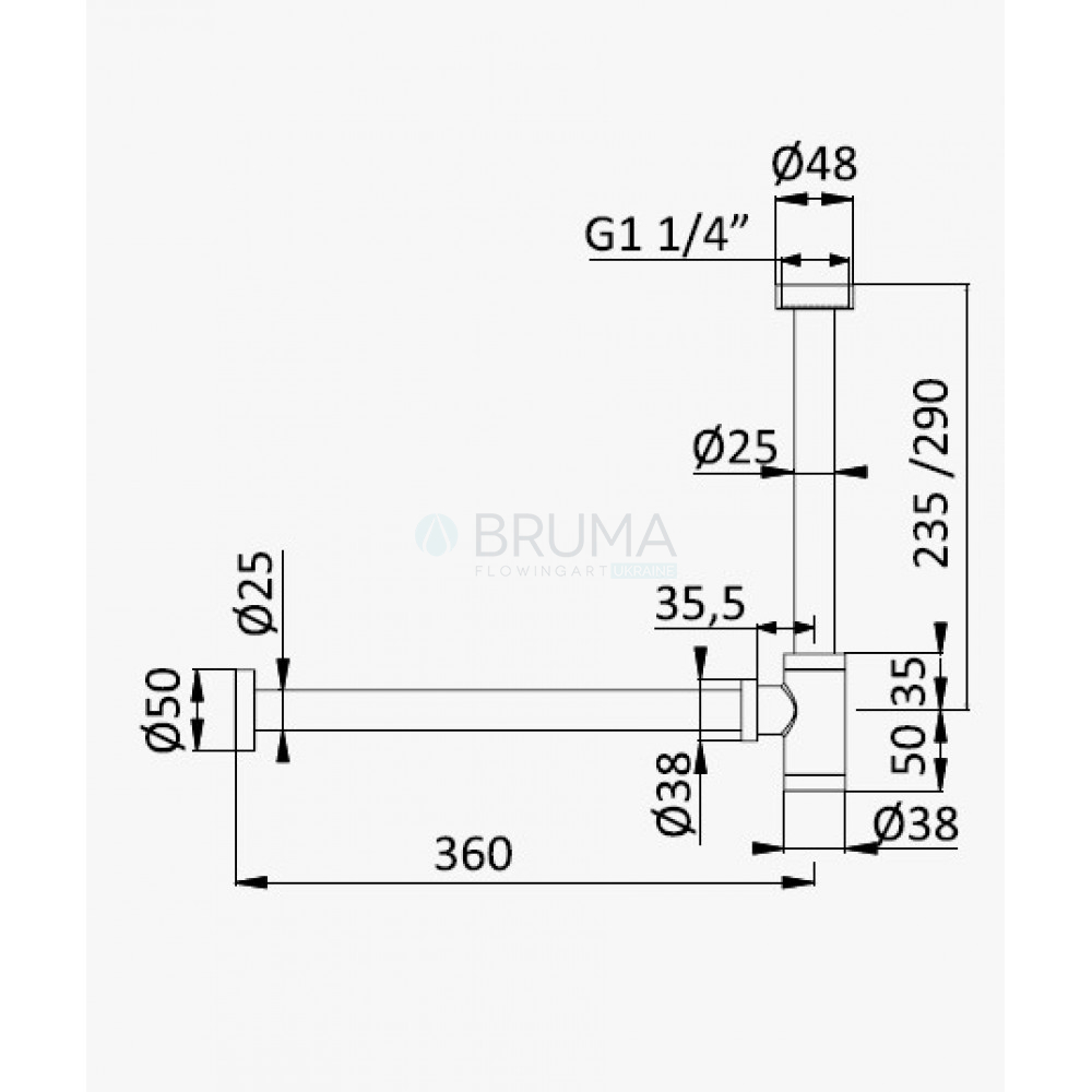 Сифон 1 1/4"  - Elo X-Alpha 186 137 0IS Satin stainless steel