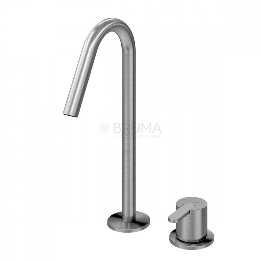 Смеситель для раковины на 2 отверстия, настольный X-Alpha 186 220 1IS Satin stainless steel