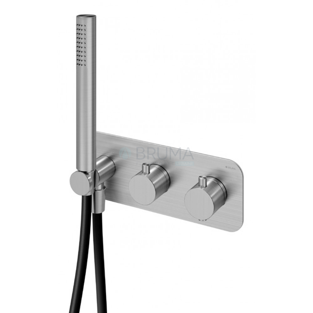 Змішувач термостатичний прихованого монтажу, на 2 виходи X-Alpha 186 440 1IS Satin stainless steel