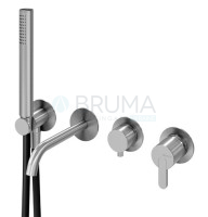 Смеситель скрытого монтажа, с наливом на ванну и ручным душем X-Alpha 186 480 1IS Satin stainless steel