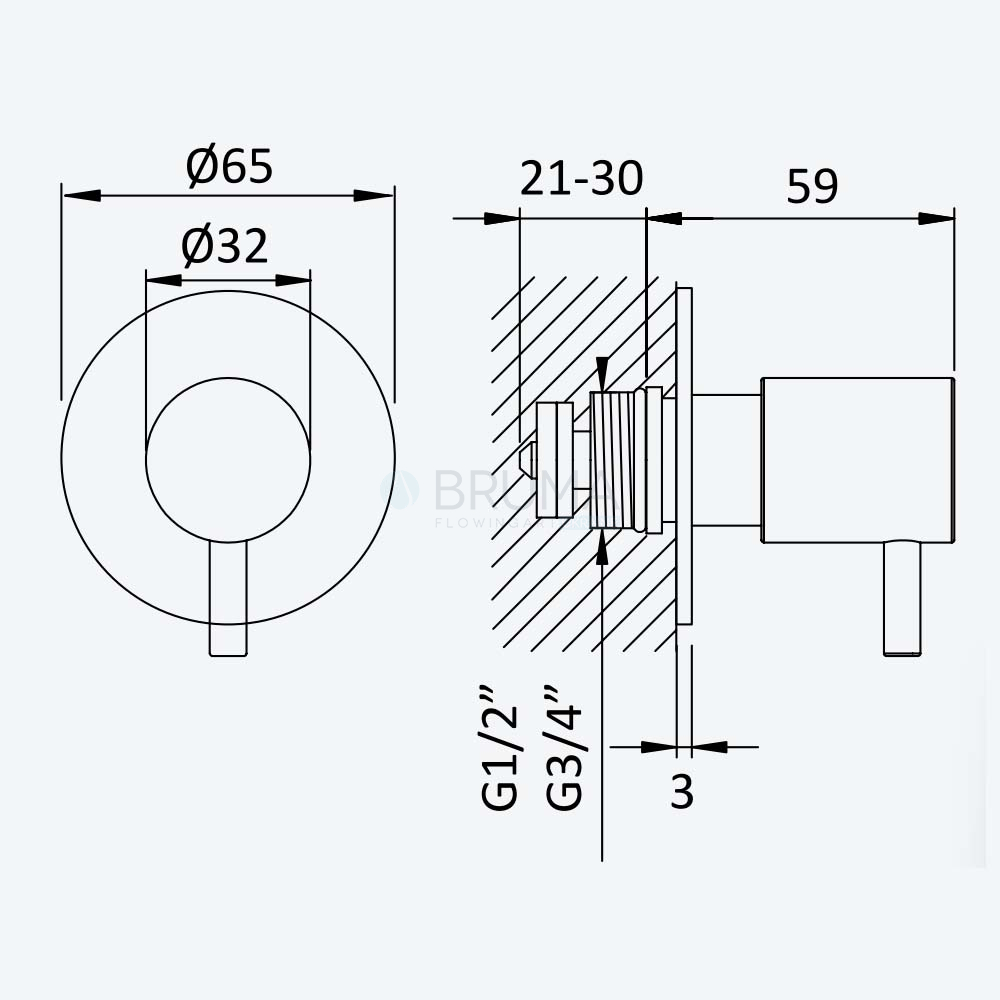 Запірний вентиль 1/2" - X-Alpha 186 590 3IS Satin stainless steel