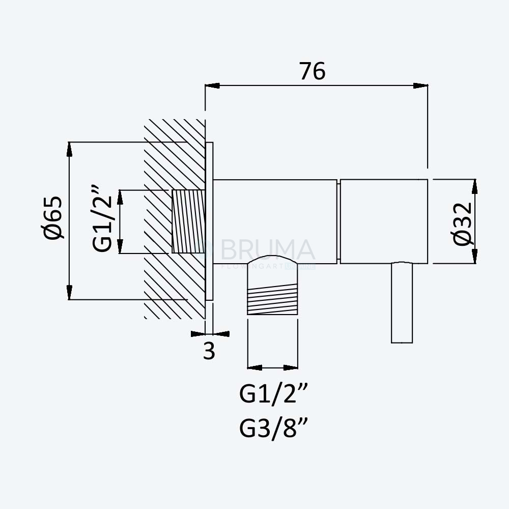 Кутовий кран з підключенням 1/2" - X-Alpha 186 590 6IS Satin stainless steel
