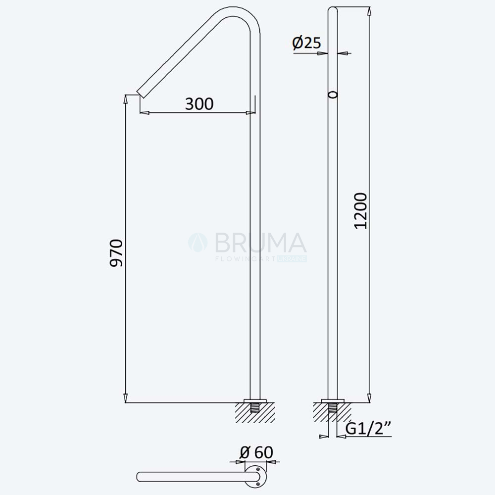Налив для ванни, підлоговий - X-Alpha 186 652 0IS Satin stainless steel