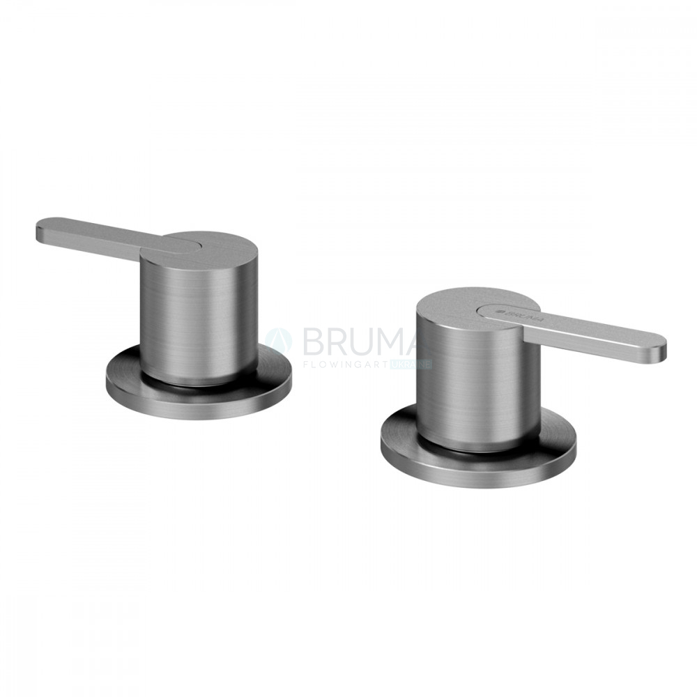 Змішувач на борт ванни на 2 отвори, з 1 виходом тип ручки 2 X-Alpha 186 960 2IS Satin stainless steel
