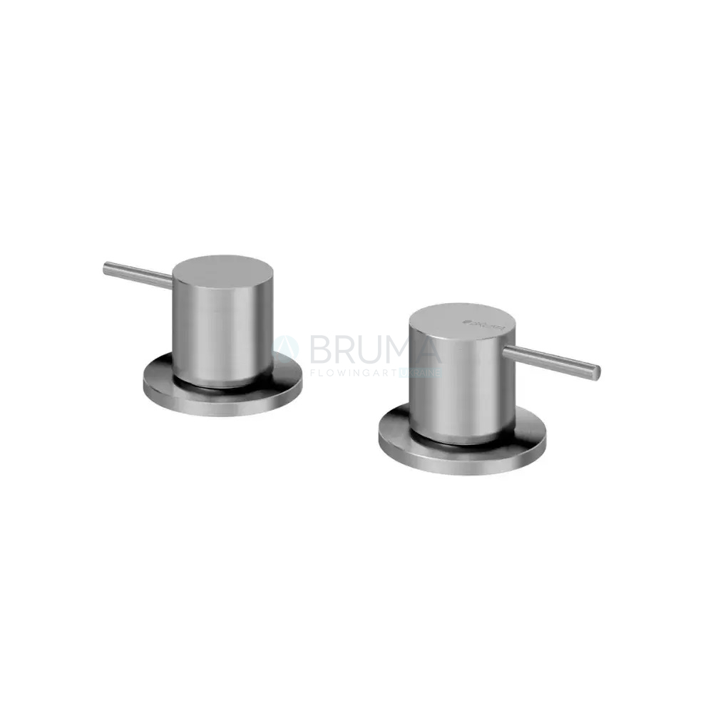 Змішувач на борт ванни на 2 отвори, з 1 виходом тип ручки 2 X-Alpha 186 960 2IS Satin stainless steel