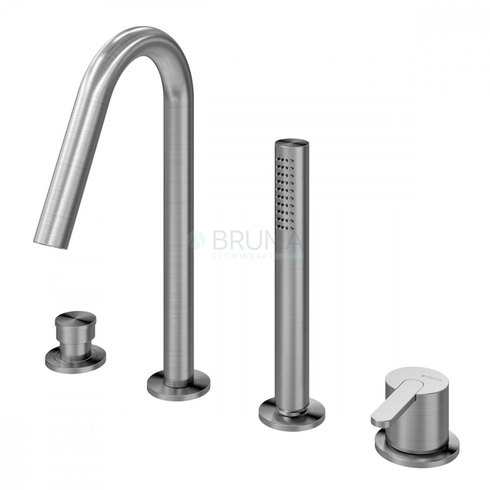 Змішувач на борт ванни, на 4 отвора тип ручки 2 X-Alpha 186 990 2IS Satin stainless steel
