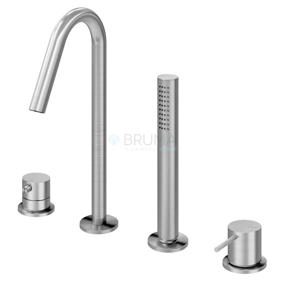 Смеситель на борт ванны, на 4 отверстий тип ручки 2 X-Alpha 186 990 2IS Satin stainless steel