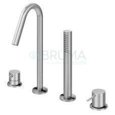 Смеситель на борт ванны, на 4 отверстий тип ручки 2 X-Alpha 186 990 2IS Satin stainless steel
