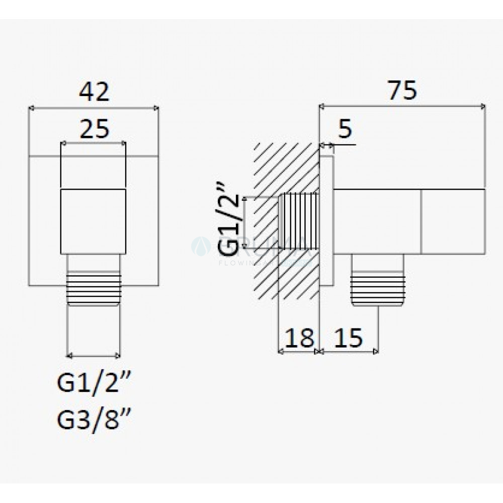 Кутовий кран з підключенням 1/2" - Quadra 126 200 2CR Cromado